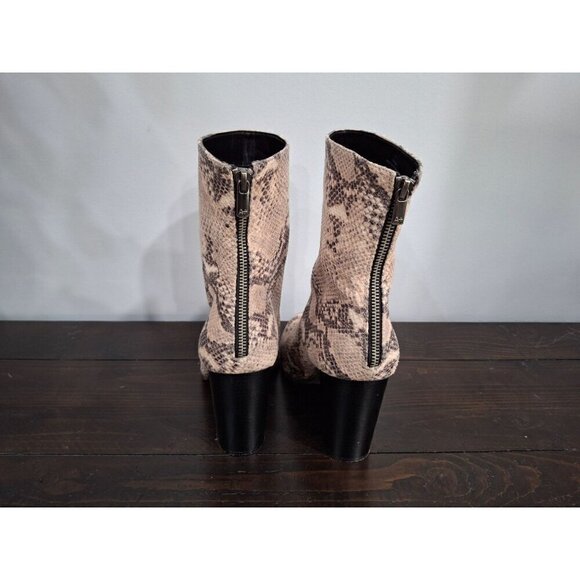 A+ Ellen Tan Snake Print  Block Heel Boots with Zipper/Pre-owned, Sz. 9 - Picture 6 of 9